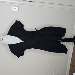 & Other Stories Black Linen Blend Wrap Dress Size 0